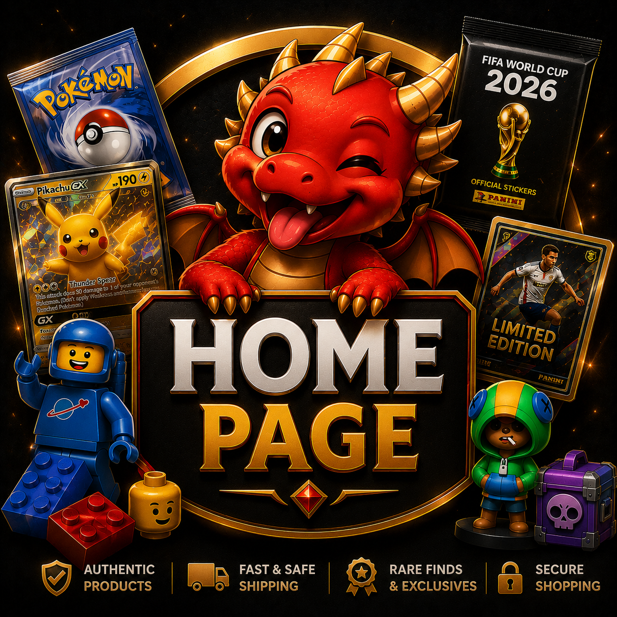 Grandore homepage banner featuring authentic trading cards, LEGO and rare collectibles