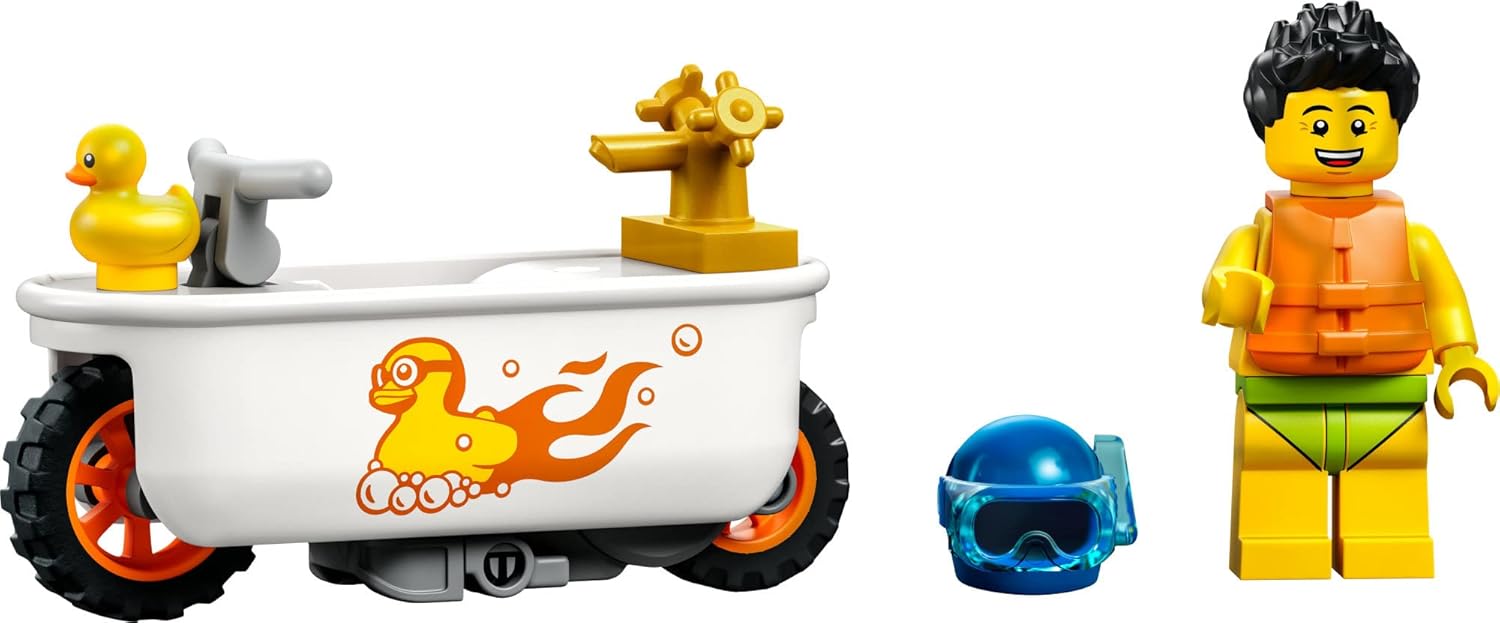 LEGO City Stuntz 60333 Bathtub Stunt Bike Motorcycle Set with Sudsy Simon Minifigure New Factory Sealed