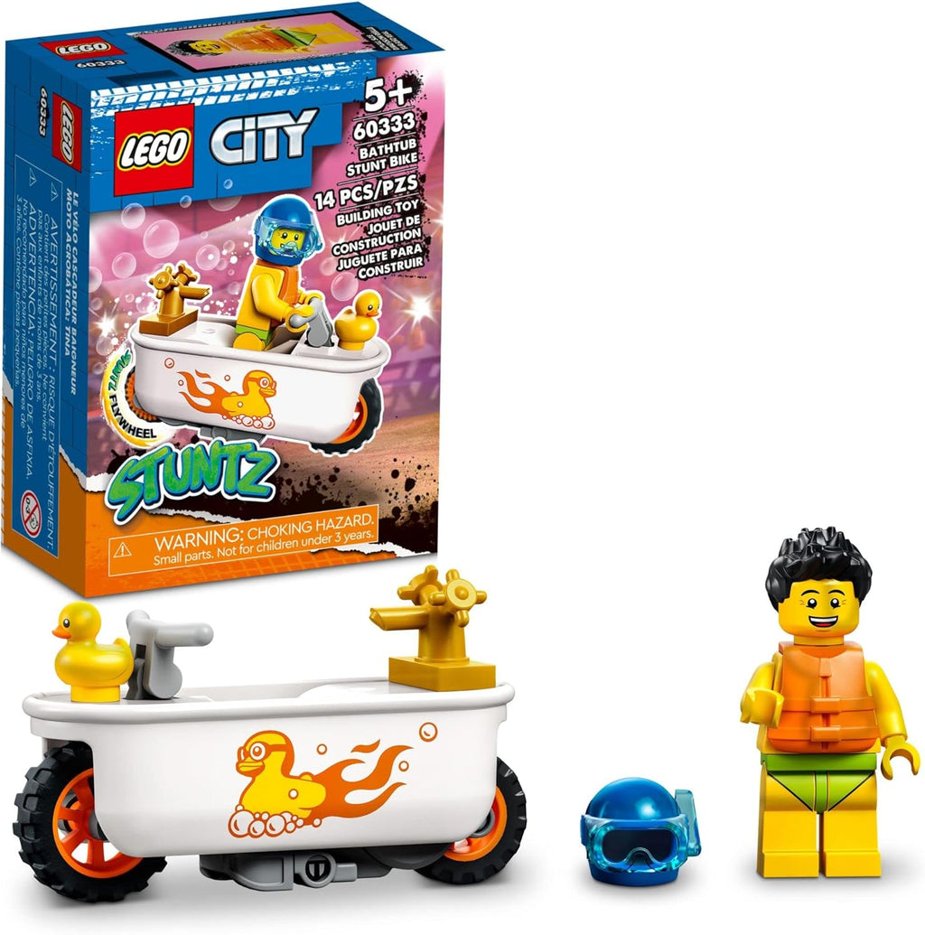 LEGO City Stuntz 60333 Bathtub Stunt Bike Motorcycle Set with Sudsy Simon Minifigure New Factory Sealed
