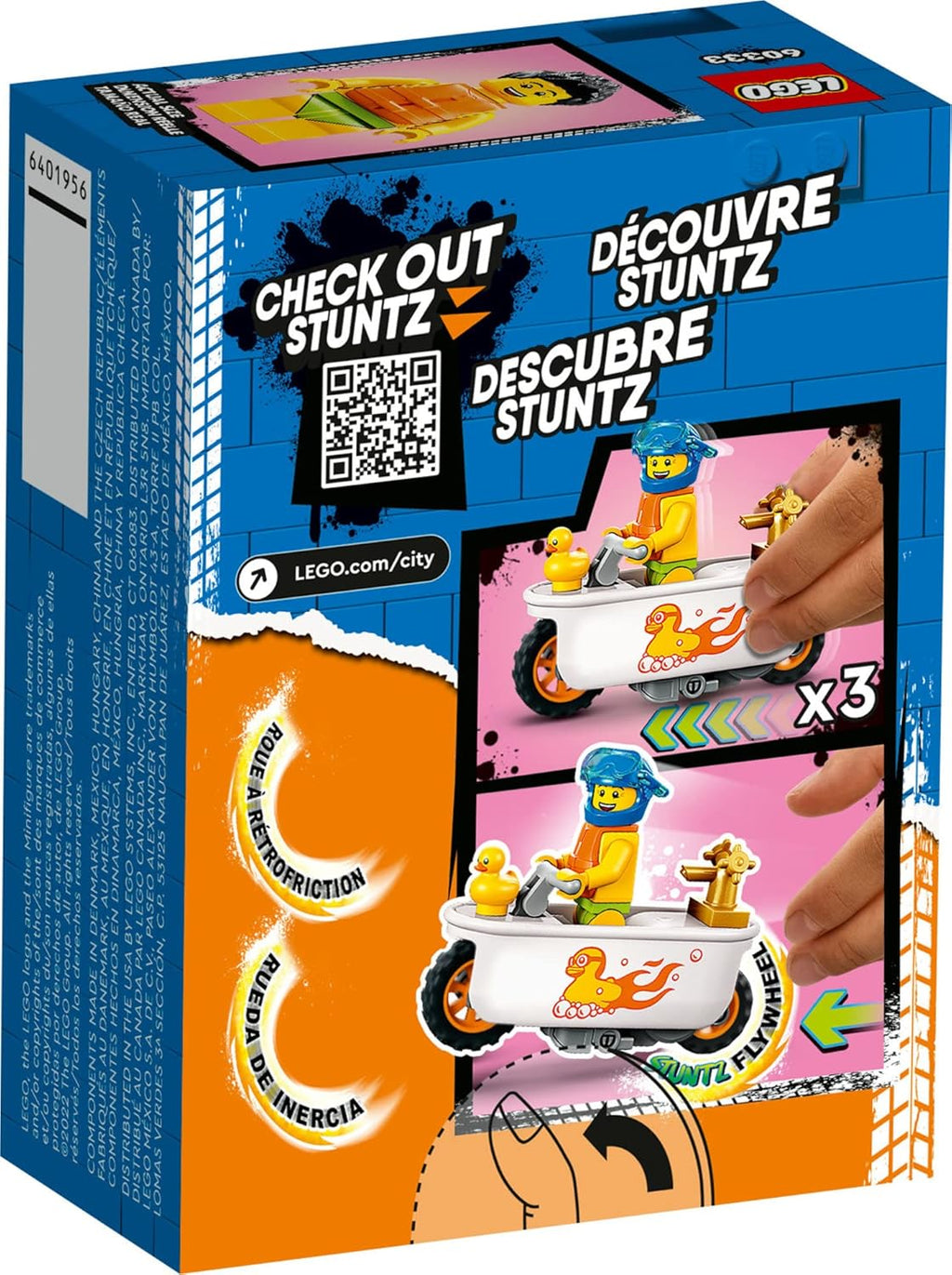 LEGO City Stuntz 60333 Bathtub Stunt Bike Motorcycle Set with Sudsy Simon Minifigure New Factory Sealed