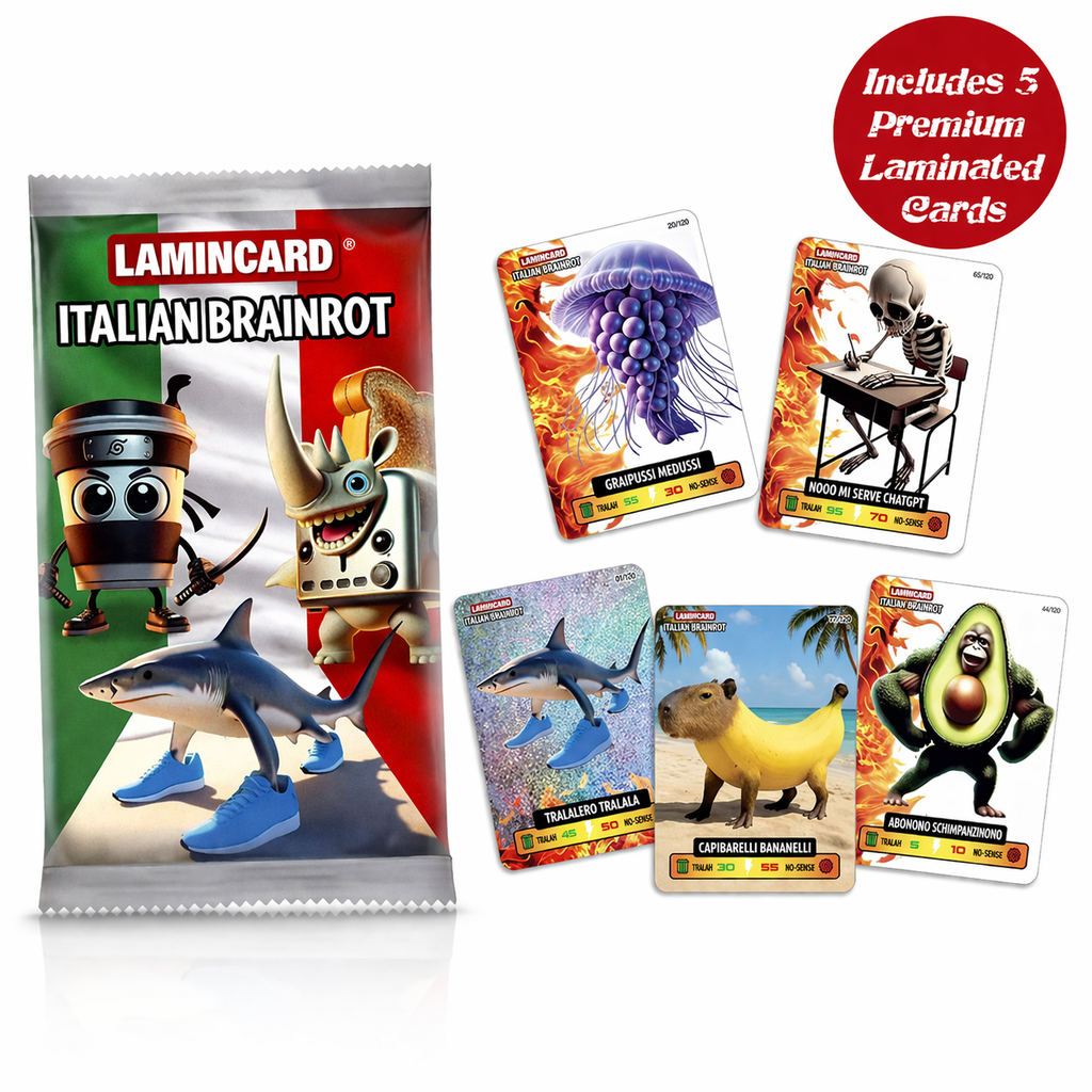 LAMINCARD Italian Brainrot Trading Cards 5 Premium Laminated Meme Cards Sealed