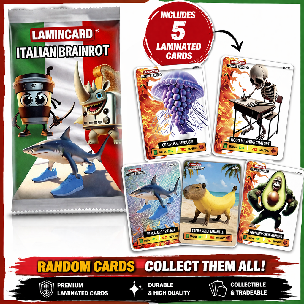 LAMINCARD Italian Brainrot Trading Cards 5 Premium Laminated Meme Cards Sealed