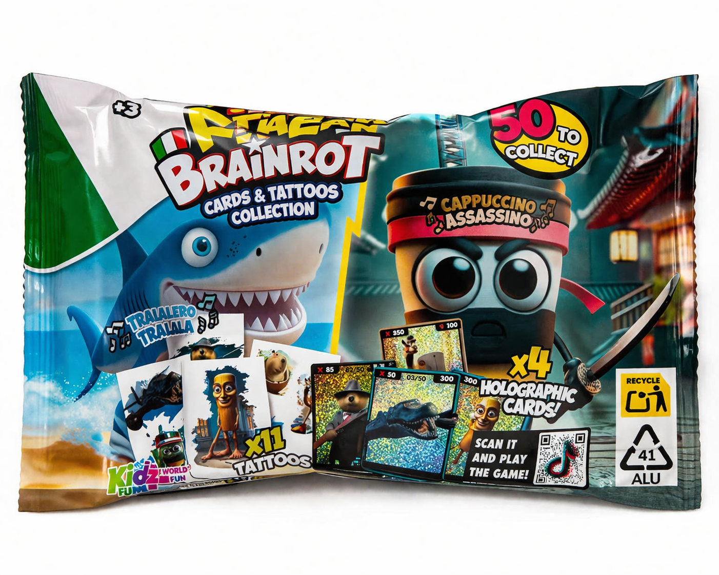Italian Brainrot Cards Pack + Tattoos Random Holographic Meme Trading Cards