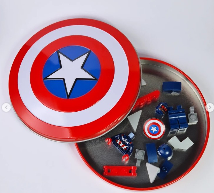 LEGO Marvel Captain America Minifigure & Shield Metal Tin Box 242506 | New Factory Sealed