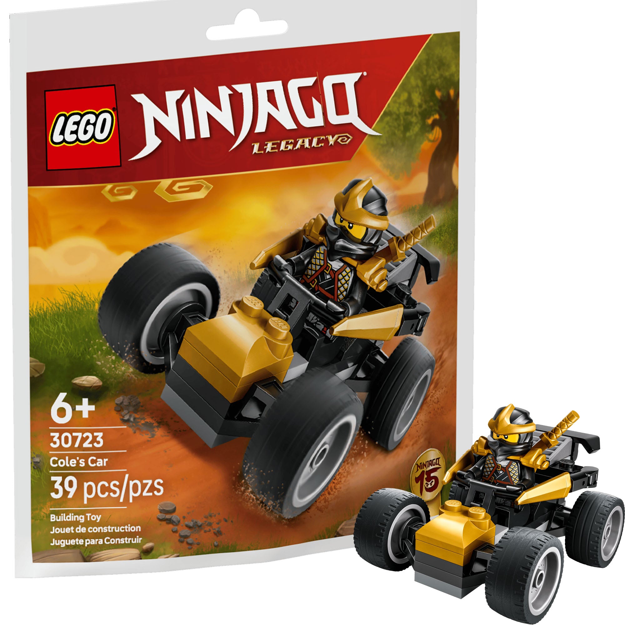LEGO NINJAGO Legacy Cole's Car 30723 Paper Bag Set Factory Sealed 39 Pieces with Cole Minifigure