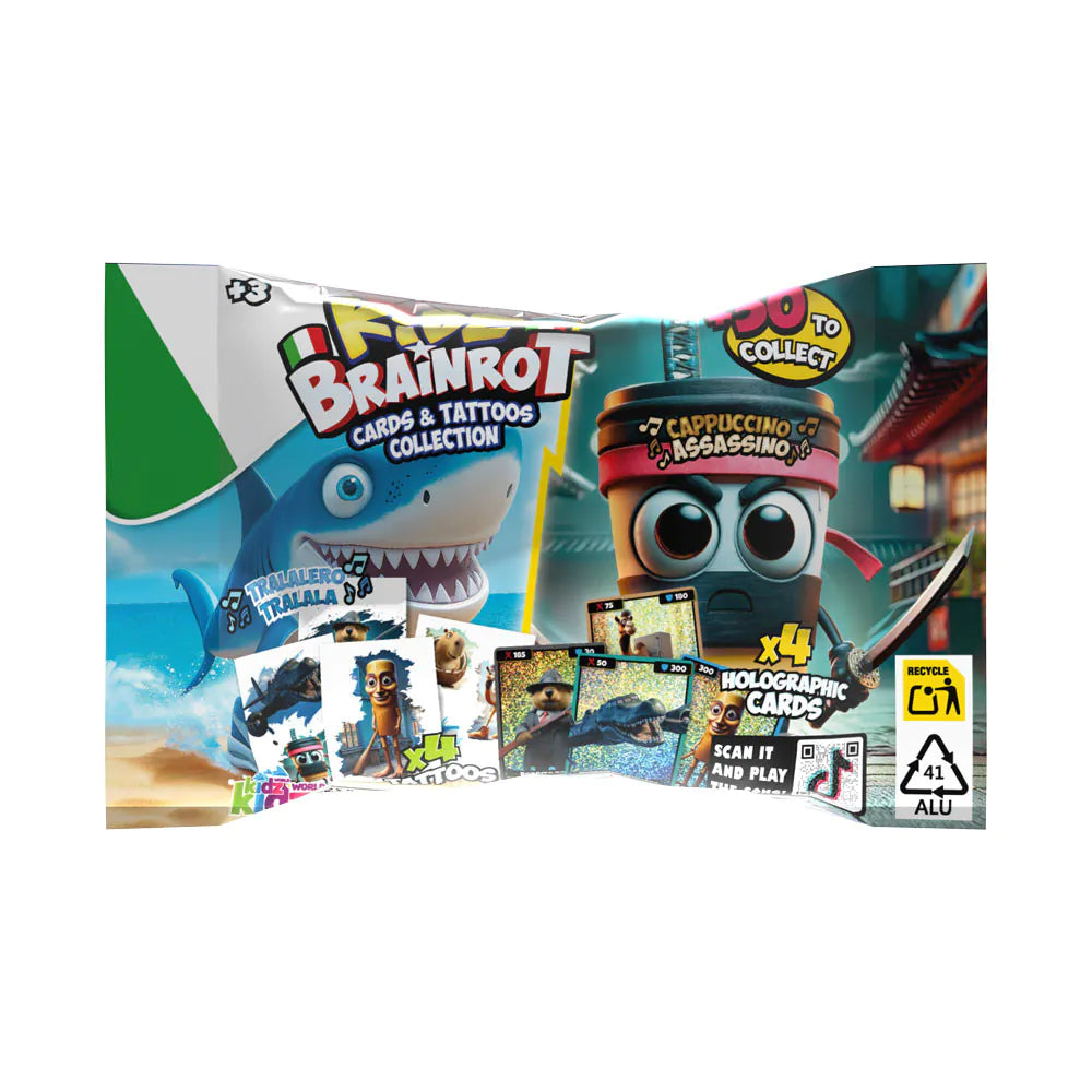 Italian Brainrot Cards Pack + Tattoos Random Holographic Meme Trading Cards