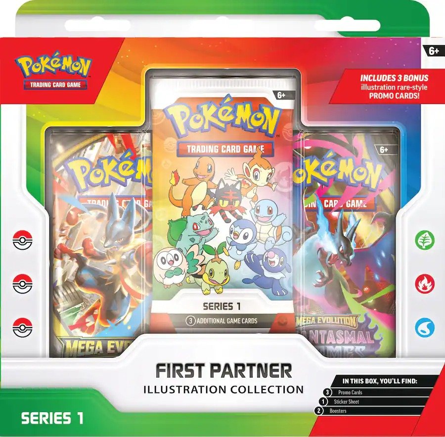 Pokémon TCG First Partner Illustration Collection Series 1 | Factory Sealed | Promo Cards + 2 Booster Packs