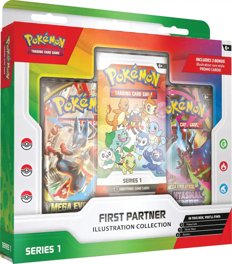 Pokémon TCG First Partner Illustration Collection Series 1 | Factory Sealed | Promo Cards + 2 Booster Packs