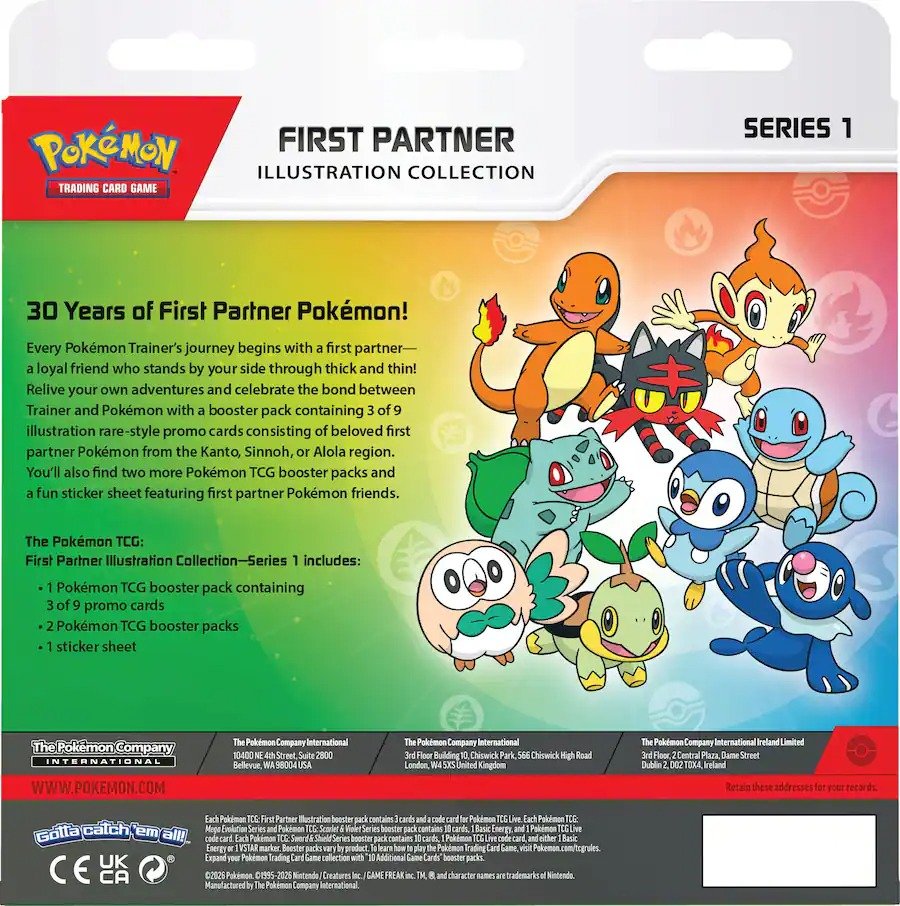 Pokémon TCG First Partner Illustration Collection Series 1 | Factory Sealed | Promo Cards + 2 Booster Packs