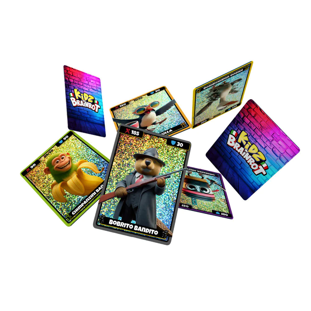 Italian Brainrot Cards Pack + Tattoos Random Holographic Meme Trading Cards