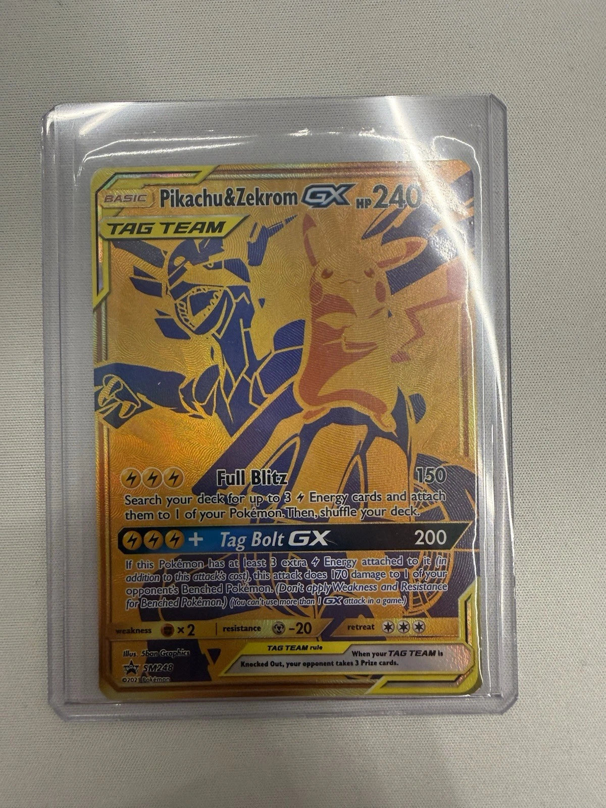 Pokémon Pikachu & Zekrom GX SM248 Gold Black Star Promo TAG TEAM Holo Near Mint
