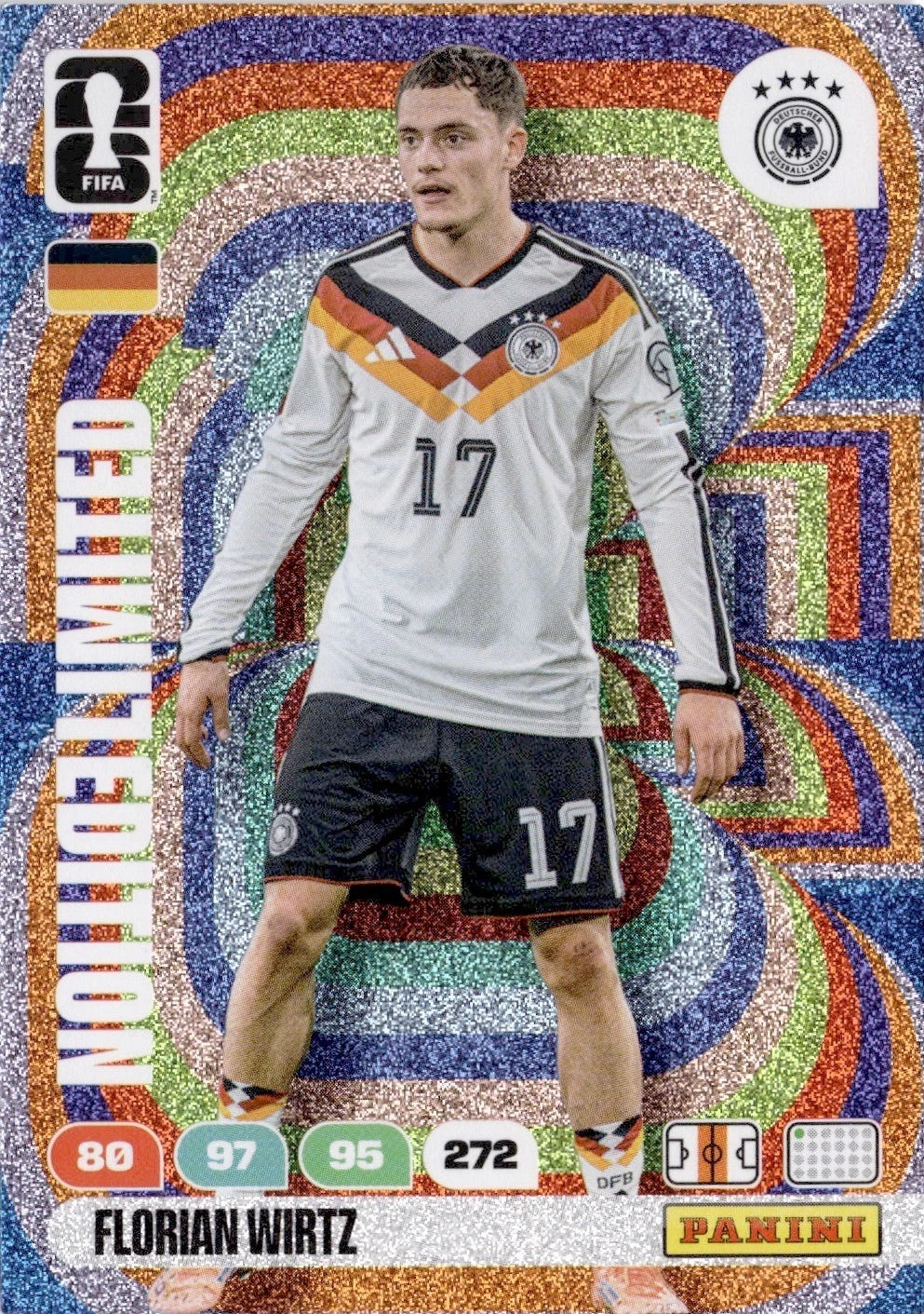 Florian Wirtz Limited Edition Panini FIFA 365 2026 Rainbow Foil Card | Germany