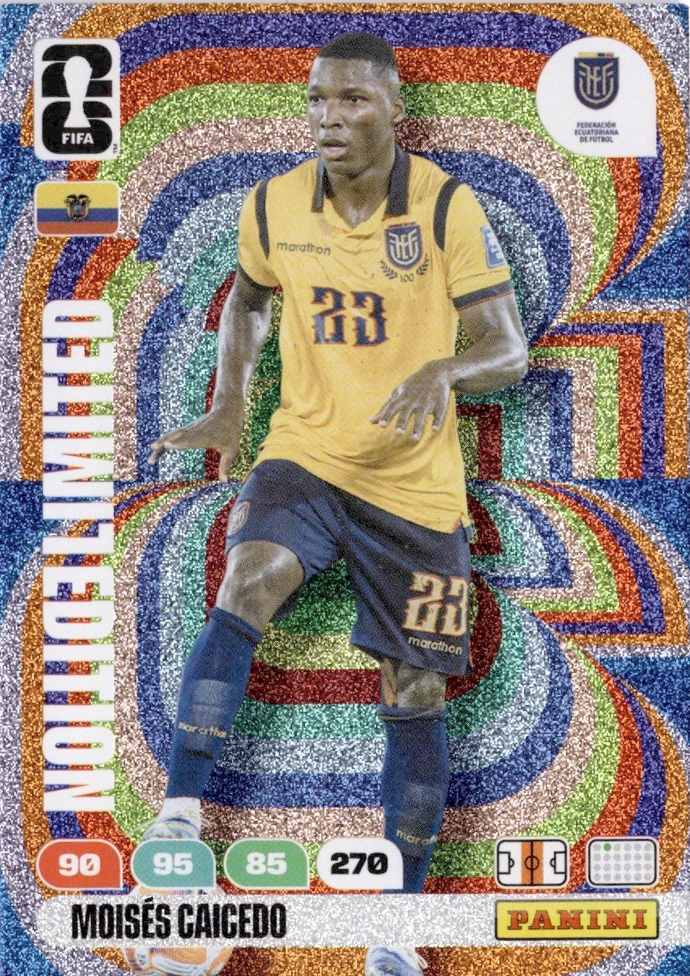 Moisés Caicedo Limited Edition Panini FIFA 365 2026 Rainbow Foil Card | Ecuador