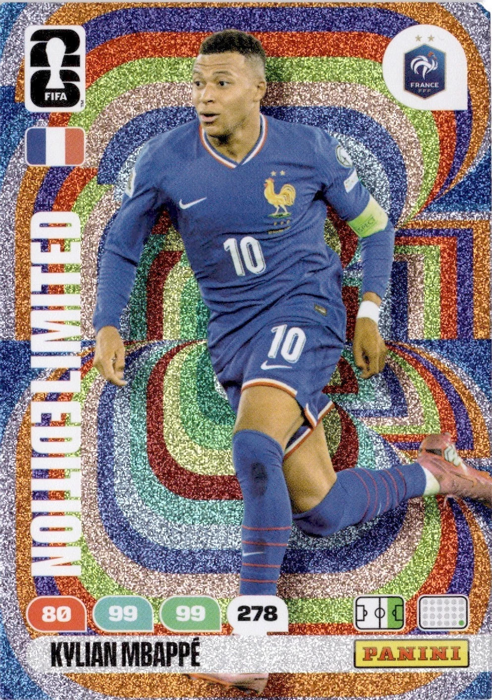 Kylian Mbappé Limited Edition Panini FIFA World Cup 2026 France Rainbow Foil Card