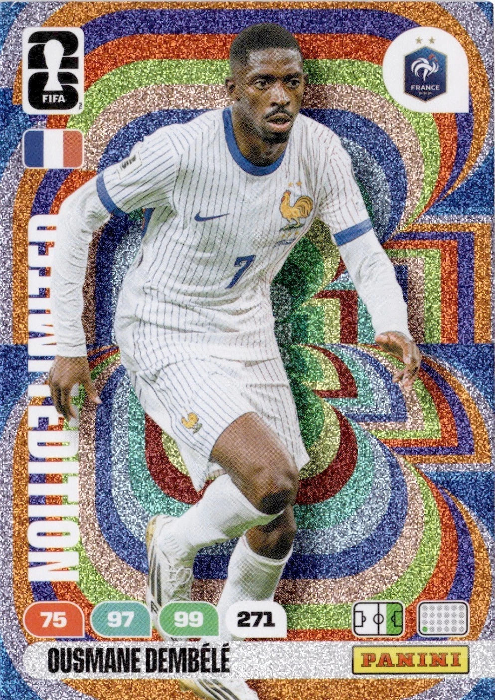 Ousmane Dembélé Limited Edition Panini FIFA 365 2026 Rainbow Foil Card | France