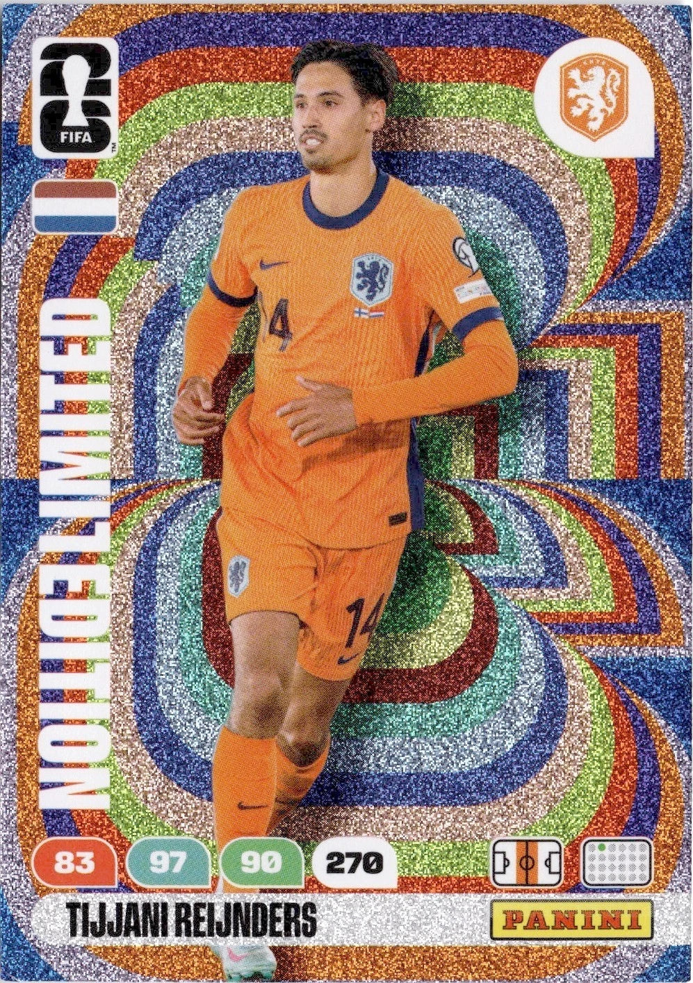 Tijjani Reijnders Limited Edition Panini FIFA 365 2026 Rainbow Foil Card | Netherlands