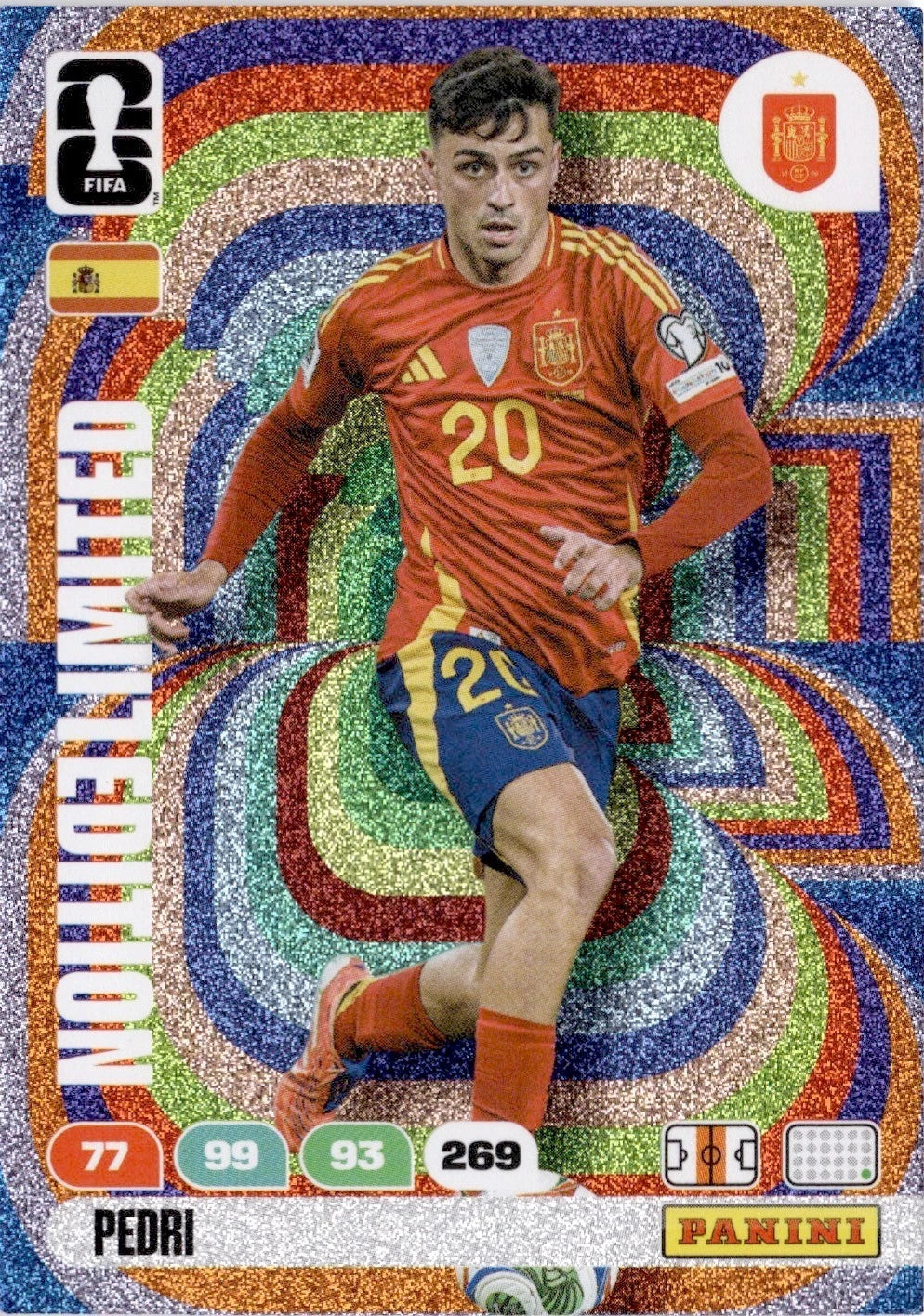 Pedri Limited Edition Panini FIFA 365 2026 Rainbow Foil Card | Spain