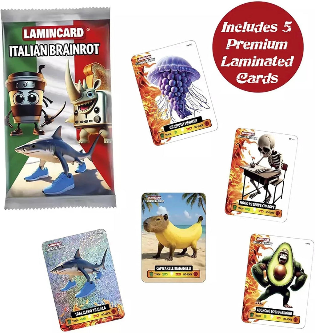 LAMINCARD Italian Brainrot Trading Cards 5 Premium Laminated Meme Cards Sealed